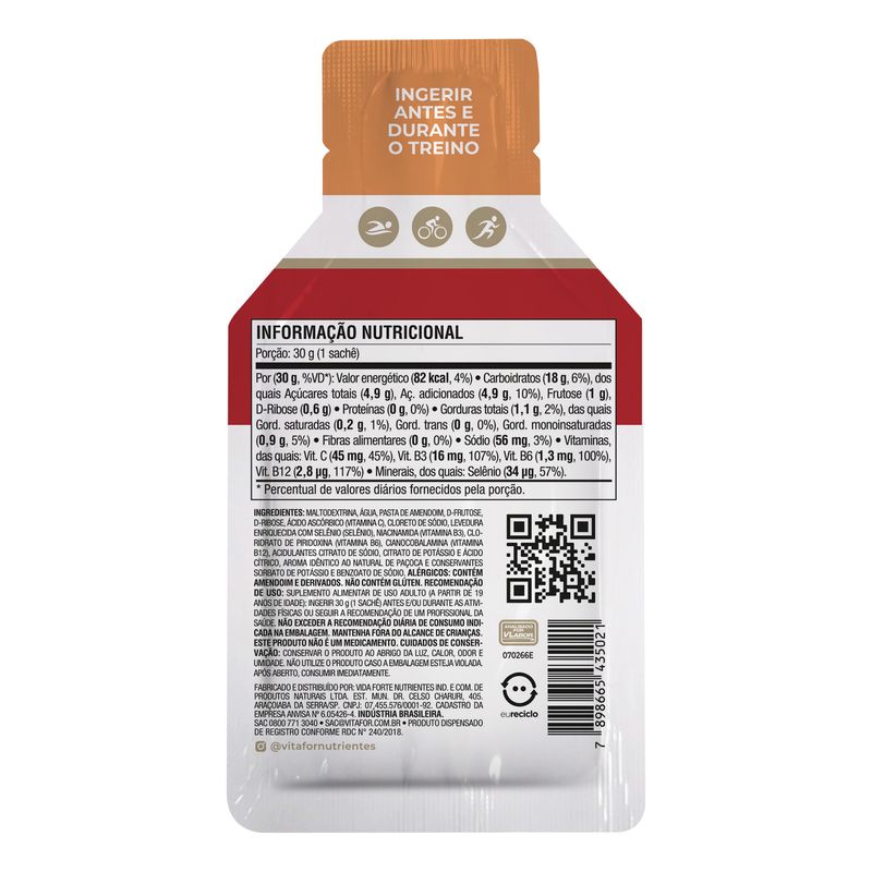 Endurance Energy gel - 12 sachês 30g paçoca